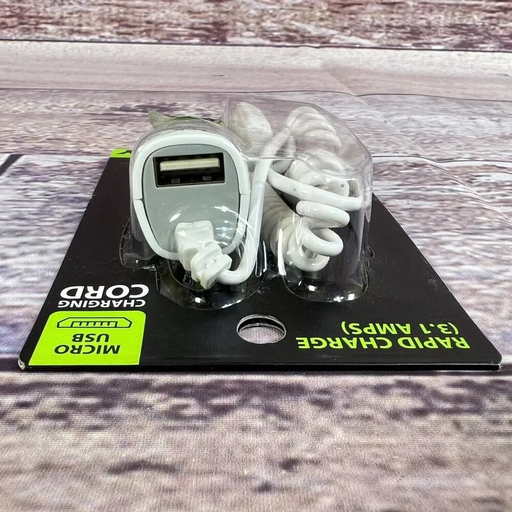 Micro-USB 3.1A Rapid Charging Cord +USB Port Fast Charger 12v Car Outlet Adapter